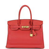 Pre-owned Hermes Birkin 30 Rouge Pivoine Togo Gold Hardware - Thumbnail View 1