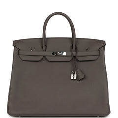 Pre-owned Hermes Birkin 40 Etain Togo Palladium Hardware