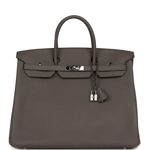 Pre-owned Hermes Birkin 40 Etain Togo Palladium Hardware