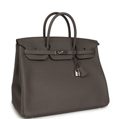 Pre-owned Hermes Birkin 40 Etain Togo Palladium Hardware