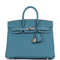 Hermes Birkin 25 Blue Jean Togo Palladium Hardware