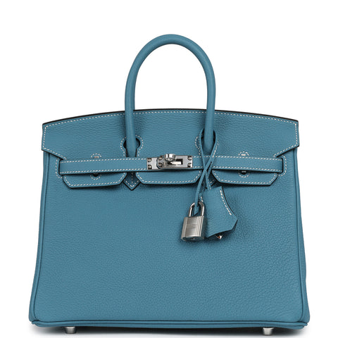 Hermes Birkin 25 Blue Jean Togo Palladium Hardware