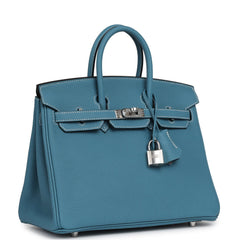 Hermes Birkin 25 Blue Jean Togo Palladium Hardware