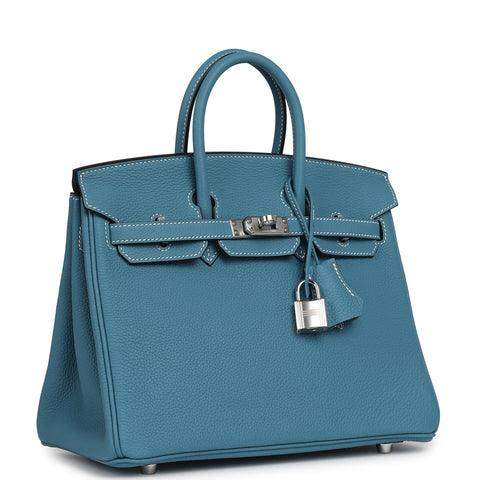 Hermes Birkin 25 Blue Jean Togo Palladium Hardware