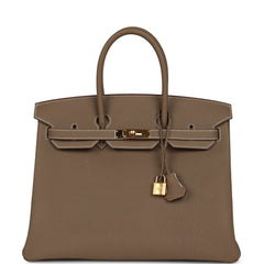 Pre-owned Hermes Birkin 35 Etoupe Togo Gold Hardware