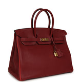 Pre-owned Hermes Special Order (HSS) Birkin 35 Rouge H Verso Togo Gold Hardware - Thumbnail View 2