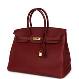 Pre-owned Hermes Special Order (HSS) Birkin 35 Rouge H Verso Togo Gold Hardware - Thumbnail View 5