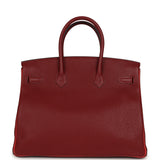 Pre-owned Hermes Special Order (HSS) Birkin 35 Rouge H Verso Togo Gold Hardware - Thumbnail View 4
