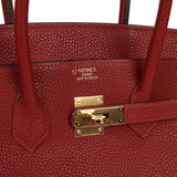 Pre-owned Hermes Special Order (HSS) Birkin 35 Rouge H Verso Togo Gold Hardware - Thumbnail View 7