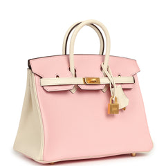 Hermes Special Order (HSS) Birkin 25 Rose Sakura, Nata Chevre Mysore Brushed Gold Hardware