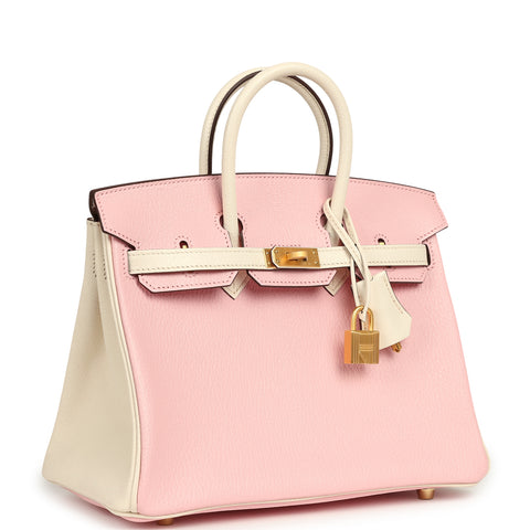 Hermes Special Order (HSS) Birkin 25 Rose Sakura, Nata Chevre Mysore Brushed Gold Hardware