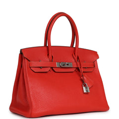 Pre-owned Hermes Birkin 30 Capucine Togo Palladium Hardware