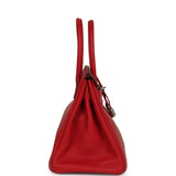 Pre-owned Hermes Birkin 30 Tressage De Cuir Rouge Piment Swift, Rouge H, Rouge De Coeur Epsom Palladium Hardware - Thumbnail View 3