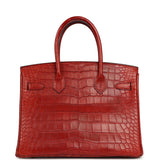Pre-owned Hermes Birkin 30 Rouge H Matte Alligator Gold Hardware - Thumbnail View 4