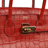 Pre-owned Hermes Birkin 30 Rouge H Matte Alligator Gold Hardware - Thumbnail View 7