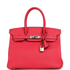 Pre-owned Hermes Birkin 30 Rose Extreme Epsom Palladium Hardware