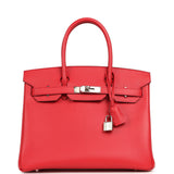 Pre-owned Hermes Birkin 30 Rouge De Coeur Epsom Palladium Hardware - Thumbnail View 1