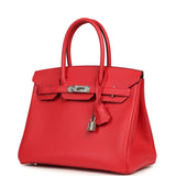 Pre-owned Hermes Birkin 30 Rouge De Coeur Epsom Palladium Hardware - Thumbnail View 5
