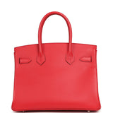 Pre-owned Hermes Birkin 30 Rouge De Coeur Epsom Palladium Hardware - Thumbnail View 4