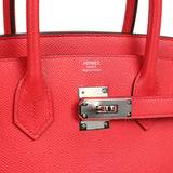 Pre-owned Hermes Birkin 30 Rouge De Coeur Epsom Palladium Hardware - Thumbnail View 7