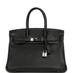 Pre-owned Hermes Birkin 30 Black Togo Palladium Hardware