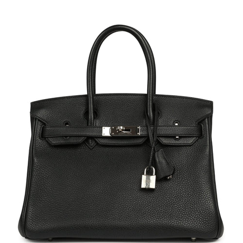 Pre-owned Hermes Birkin 30 Black Togo Palladium Hardware