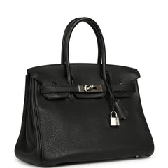Pre-owned Hermes Birkin 30 Black Togo Palladium Hardware