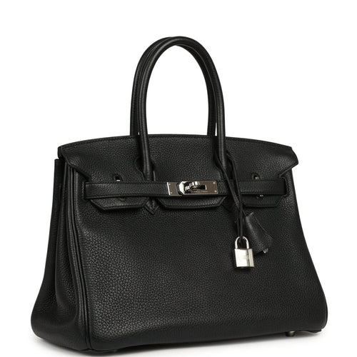 Pre-owned Hermes Birkin 30 Black Togo Palladium Hardware