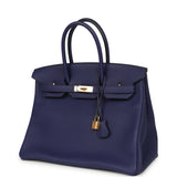 Hermes Birkin 35 Bleu Encre Togo Gold Hardware - Thumbnail View 5