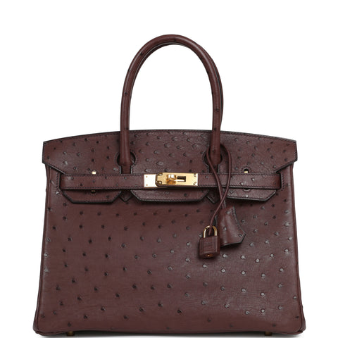 Hermes Birkin 30 Rouge Sellier Ostrich Gold Hardware