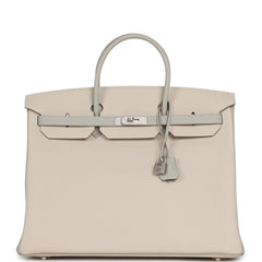 Hermes Special Order (HSS) Birkin 40 Craie, Gris Perle Togo Brushed Palladium Hardware