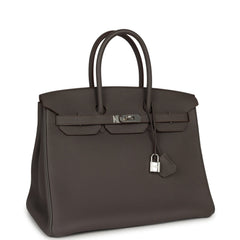 Pre-owned Hermes Birkin 35 Etain Togo Palladium Hardware