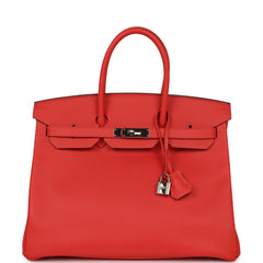 Pre-owned Hermes Birkin 35 Rose Jaipur Epsom Palladium Hardware