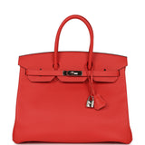 Pre-owned Hermes Birkin 35 Rose Jaipur Epsom Palladium Hardware - Thumbnail View 1