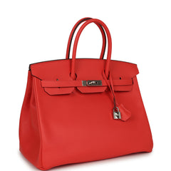 Pre-owned Hermes Birkin 35 Rose Jaipur Epsom Palladium Hardware