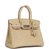 Pre-owned Hermes Birkin 30 Blanc Casse Ostrich Palladium Hardware - Thumbnail View 2