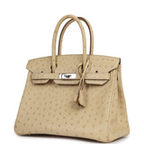 Pre-owned Hermes Birkin 30 Blanc Casse Ostrich Palladium Hardware - Thumbnail View 5
