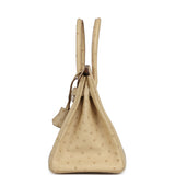 Pre-owned Hermes Birkin 30 Blanc Casse Ostrich Palladium Hardware - Thumbnail View 4