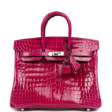 Hermes Birkin 25 Rose Pourpre Shiny Niloticus Crocodile Palladium Hardware - Thumbnail View 1