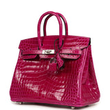 Hermes Birkin 25 Rose Pourpre Shiny Niloticus Crocodile Palladium Hardware - Thumbnail View 5