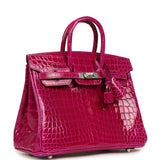 Hermes Birkin 25 Rose Pourpre Shiny Niloticus Crocodile Palladium Hardware - Thumbnail View 2