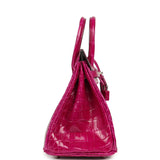 Hermes Birkin 25 Rose Pourpre Shiny Niloticus Crocodile Palladium Hardware - Thumbnail View 3