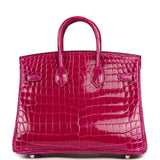 Hermes Birkin 25 Rose Pourpre Shiny Niloticus Crocodile Palladium Hardware - Thumbnail View 4
