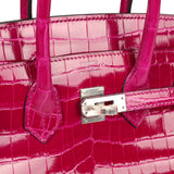 Hermes Birkin 25 Rose Pourpre Shiny Niloticus Crocodile Palladium Hardware - Thumbnail View 7