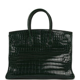Pre-owned Hermes Birkin 35 Vert Fonce Shiny Porosus Crocodile Palladium Hardware - Thumbnail View 4