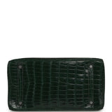 Pre-owned Hermes Birkin 35 Vert Fonce Shiny Porosus Crocodile Palladium Hardware - Thumbnail View 6
