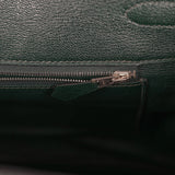 Pre-owned Hermes Birkin 35 Vert Fonce Shiny Porosus Crocodile Palladium Hardware - Thumbnail View 9