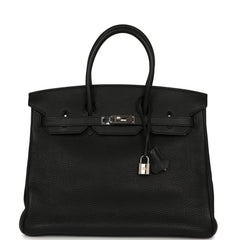 Vintage Hermes Birkin 35 Black Togo Palladium Hardware