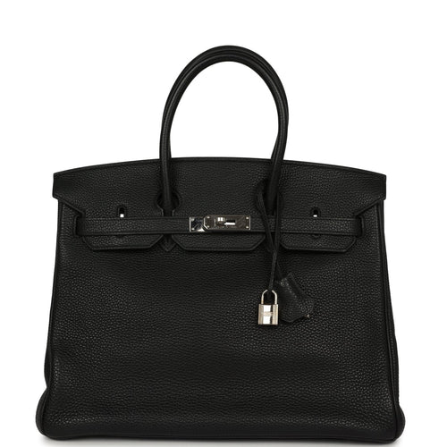 Vintage Hermes Birkin 35 Black Togo Palladium Hardware