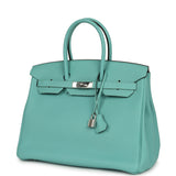 Pre-owned Hermes Birkin 35 Bleu Atoll Togo Palladium Hardware - Thumbnail View 5